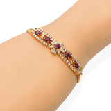 Vintage 18k Yellow Gold Ruby and Diamond Bracelet