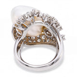 Vintage 800 Platinum Pearl and Diamond Freeform Ring