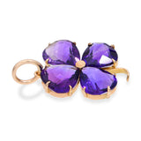 Vintage 14k Yellow Gold 6.45tcw Amethyst Four Leaf Clover Pendant
