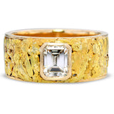 Vintage 14K Yellow Gold 1.07 Carat Emerald Cut Diamond Nugget Ring