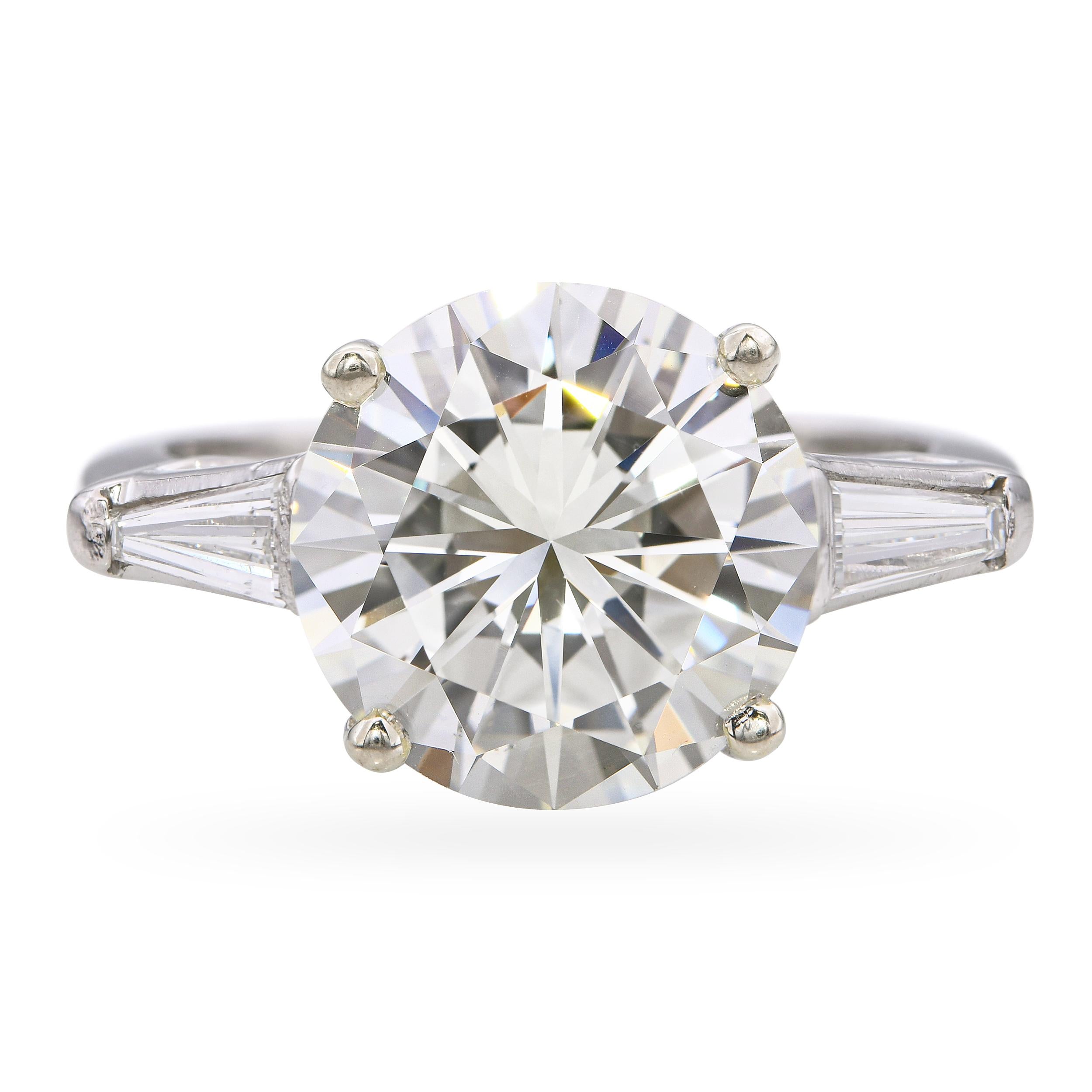 Vintage Platinum GIA 3.84ct M Si1 Diamond Ring