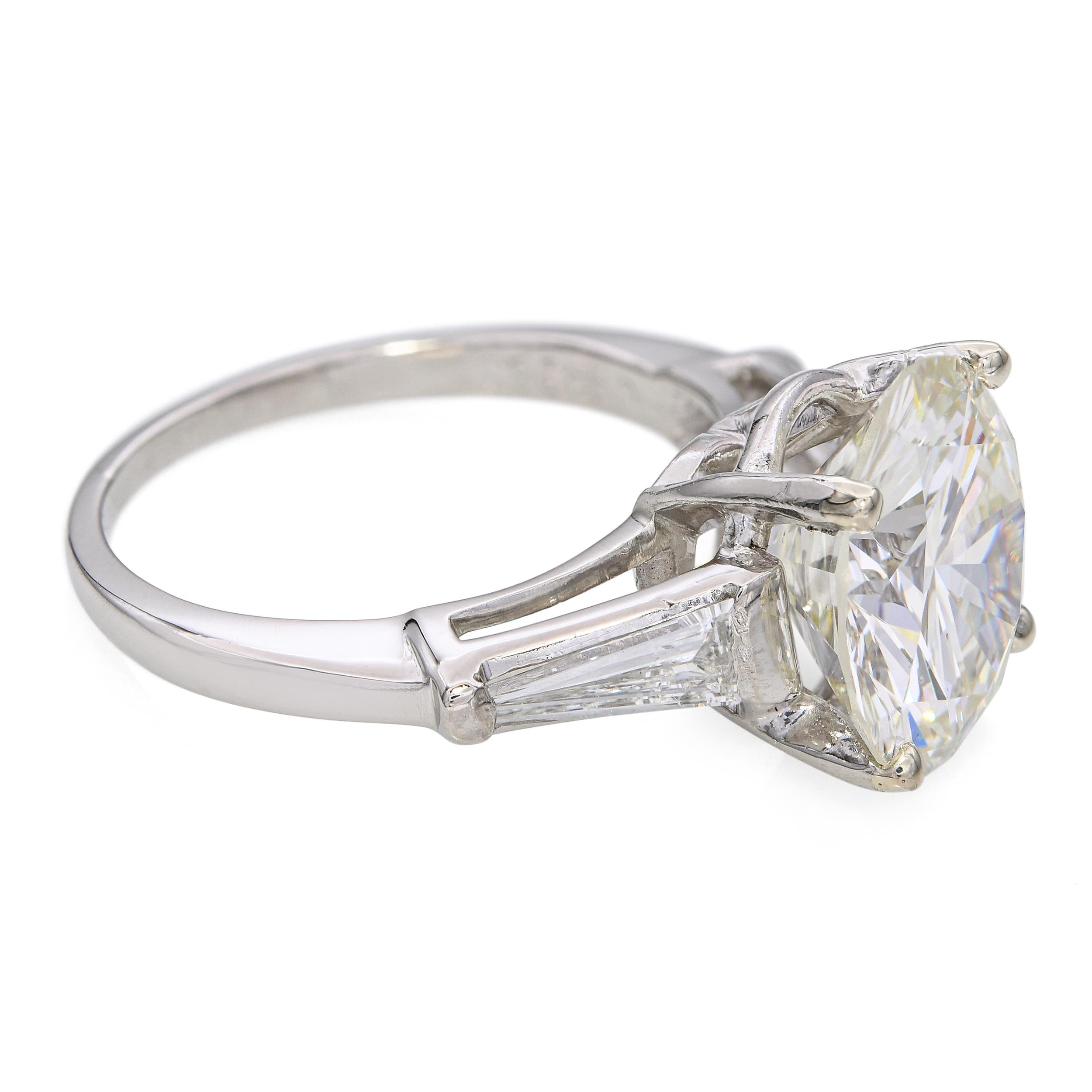 Vintage Platinum GIA 3.84ct M Si1 Diamond Ring