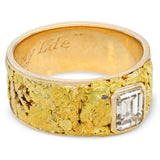 Vintage 14K Yellow Gold 1.07 Carat Emerald Cut Diamond Nugget Ring
