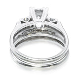 Vintage White Gold .77ctw Diamond Engagement & Wedding Band Set