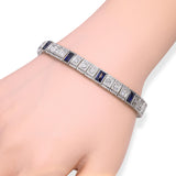 Antique 14K White Gold Platinum Sapphire Diamond Filigree Bracelet