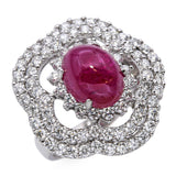 Nini 18k White Gold 5.51ct Ruby and 1.65tcw VS1 E-F Diamond Statement Ring