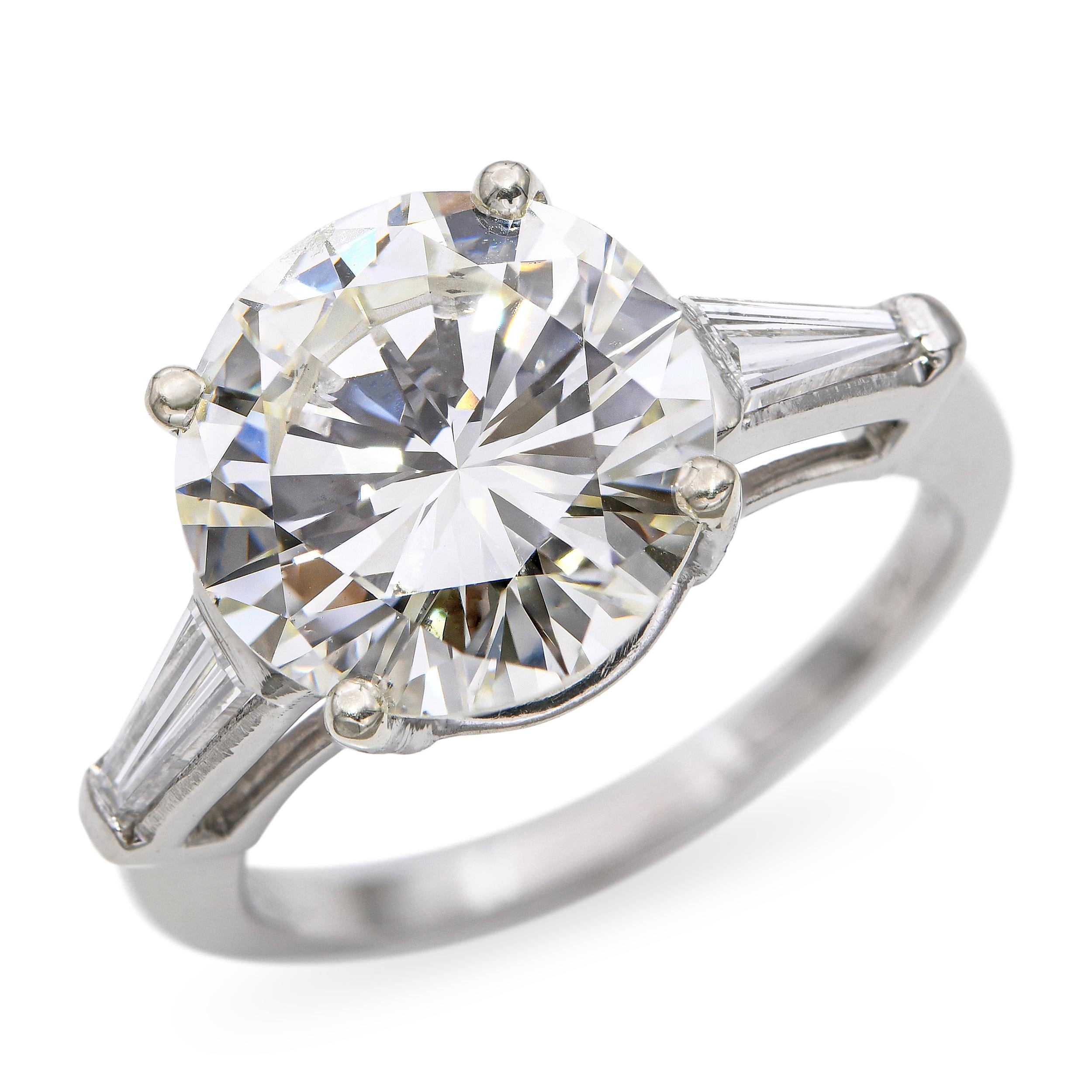 Vintage Platinum GIA 3.84ct M Si1 Diamond Ring