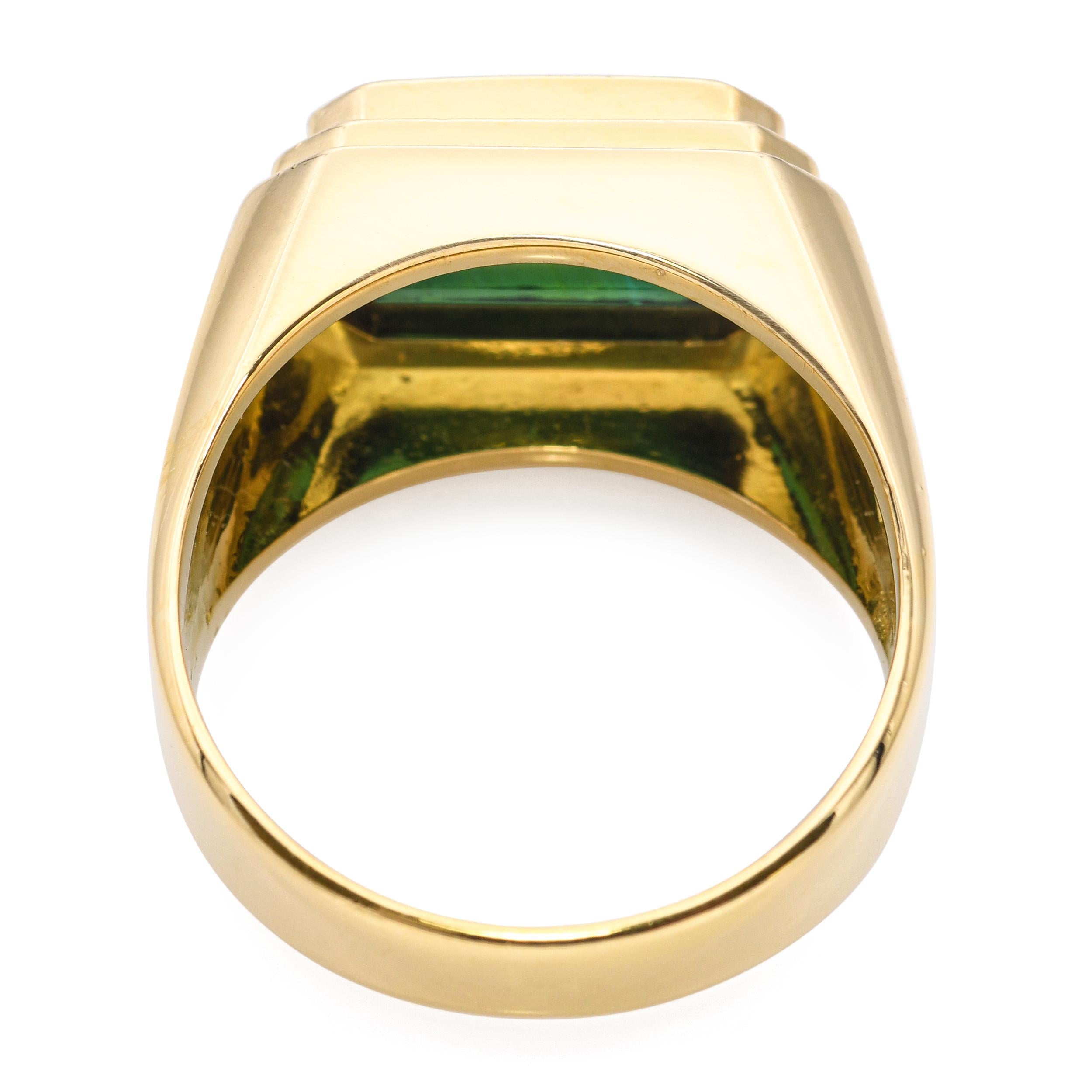 H. Stern 18k Yellow Gold 5.01ct Green Tourmaline Ring