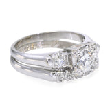 Vintage White Gold .77ctw Diamond Engagement & Wedding Band Set