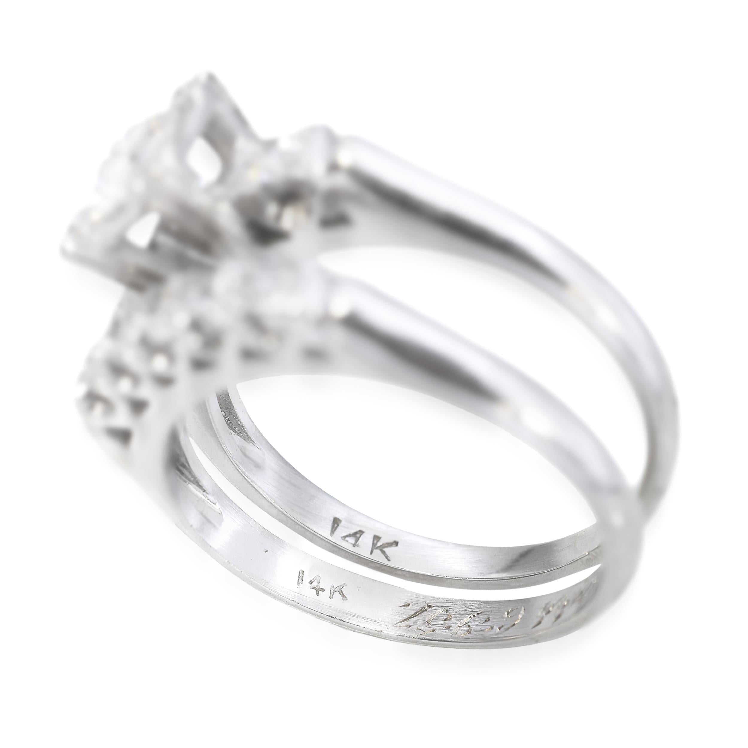 Vintage White Gold .77ctw Diamond Engagement & Wedding Band Set
