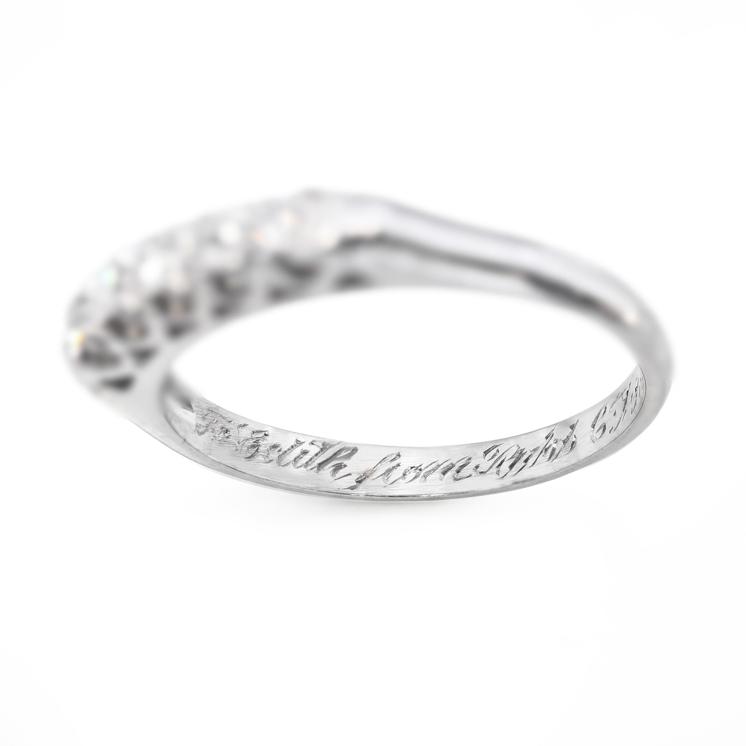 Vintage White Gold .77ctw Diamond Engagement & Wedding Band Set