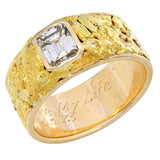 Vintage 14K Yellow Gold 1.07 Carat Emerald Cut Diamond Nugget Ring
