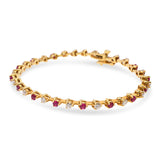 Vintage 18k Yellow Gold Ruby & Diamond Tennis Bracelet