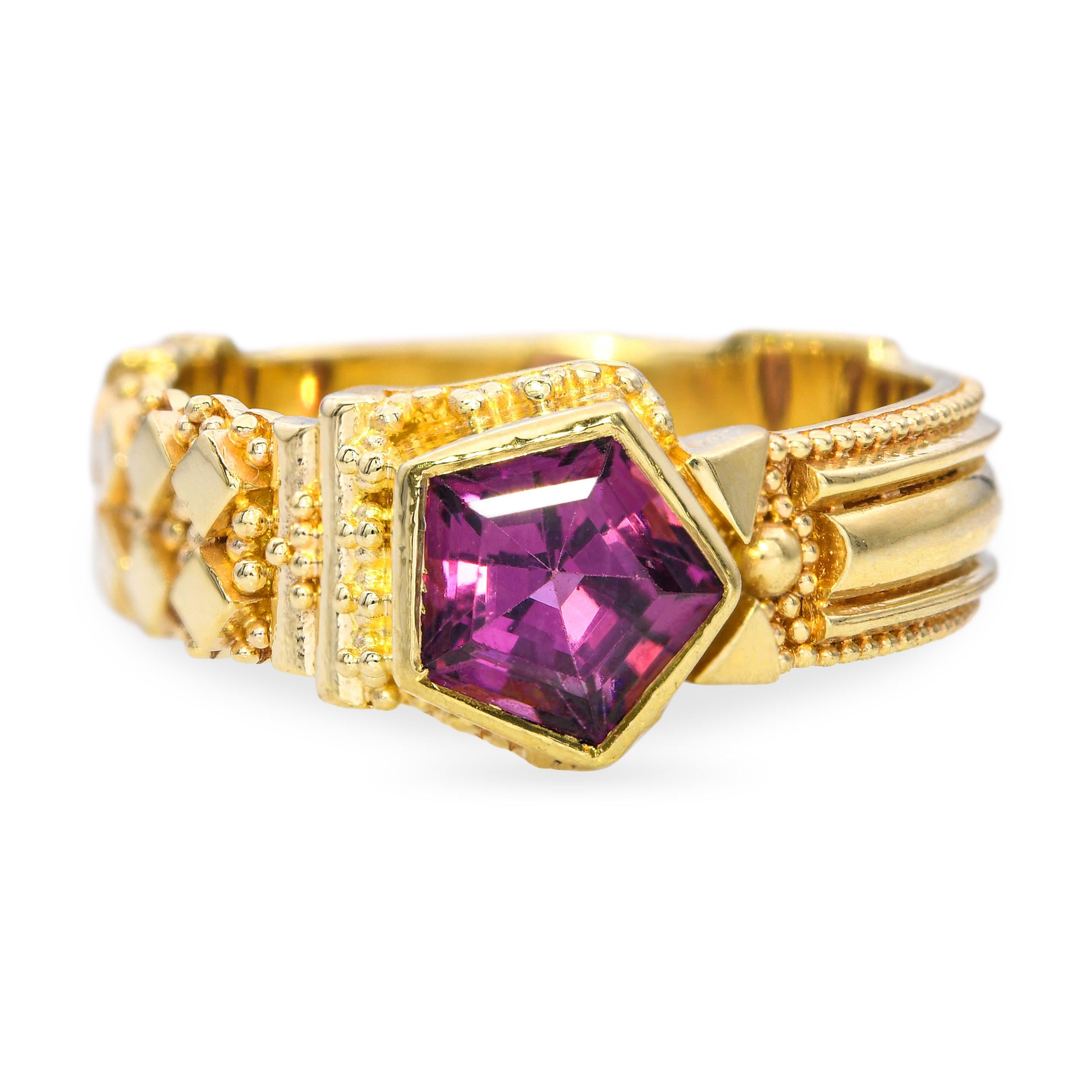 18k Yellow Gold Rhodolite Garnet Ring