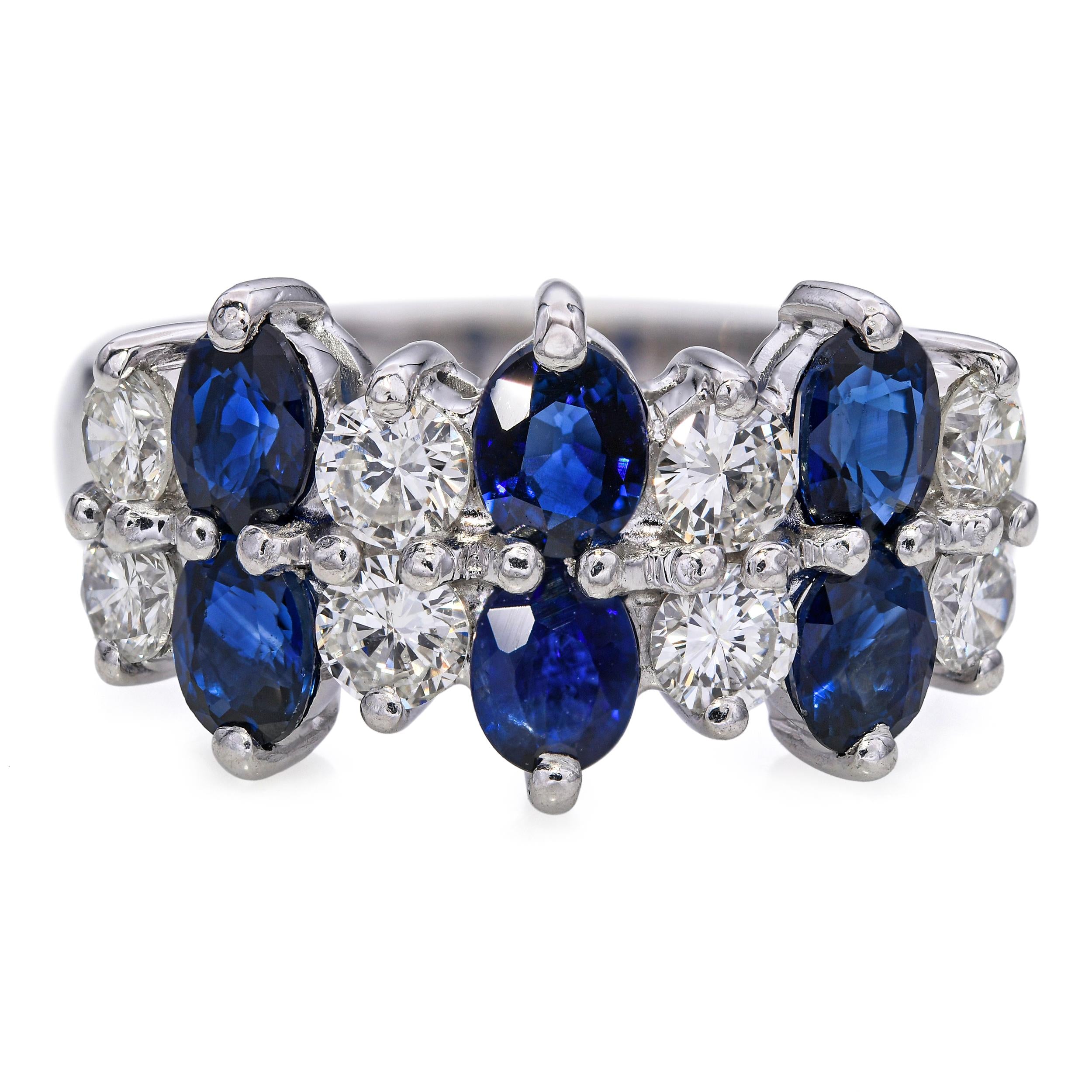 Vintage 18k White Gold Sapphire and Diamond Ring