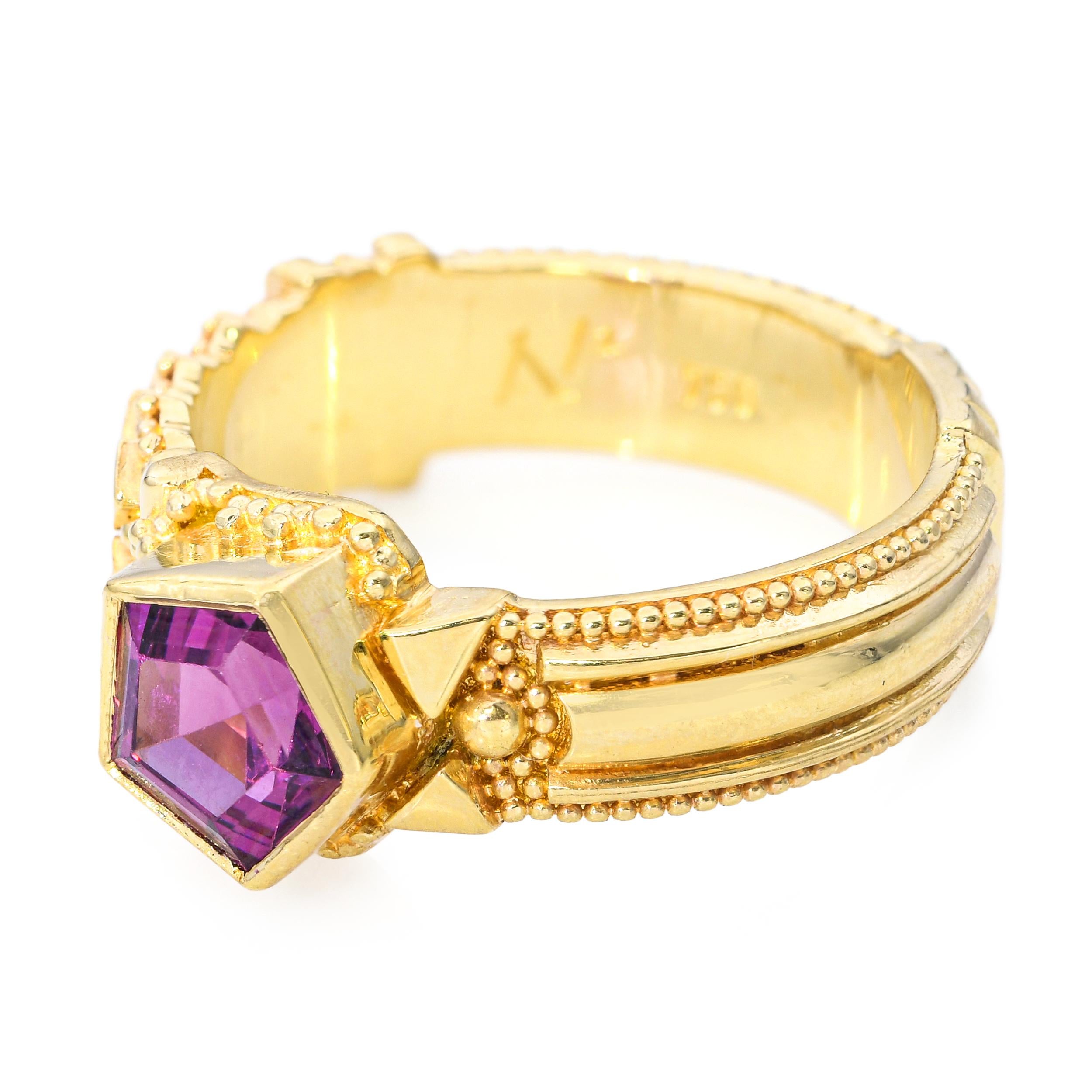 18k Yellow Gold Rhodolite Garnet Ring