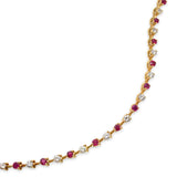 Vintage 18k Yellow Gold Ruby & Diamond Tennis Bracelet