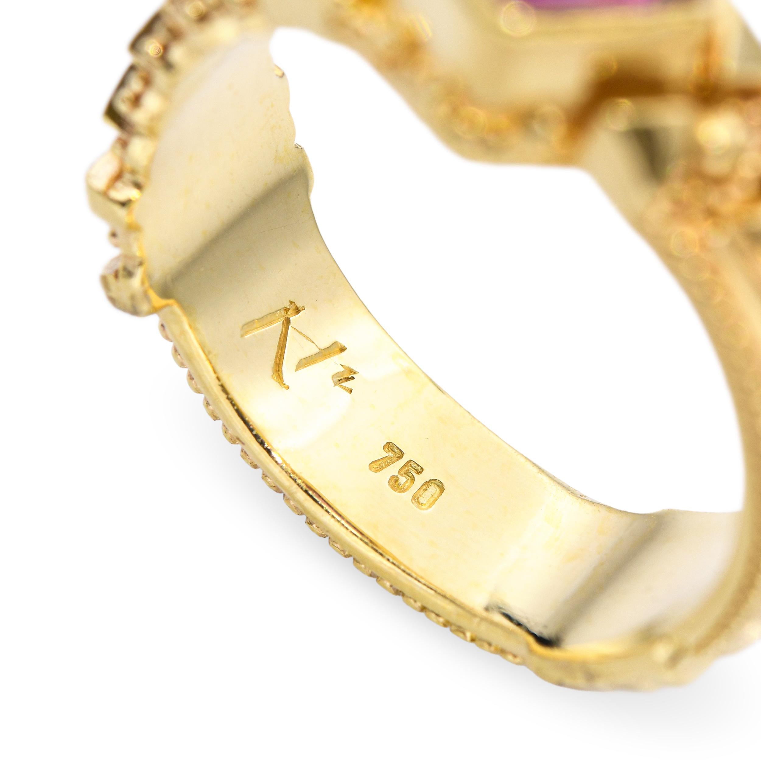 18k Yellow Gold Rhodolite Garnet Ring