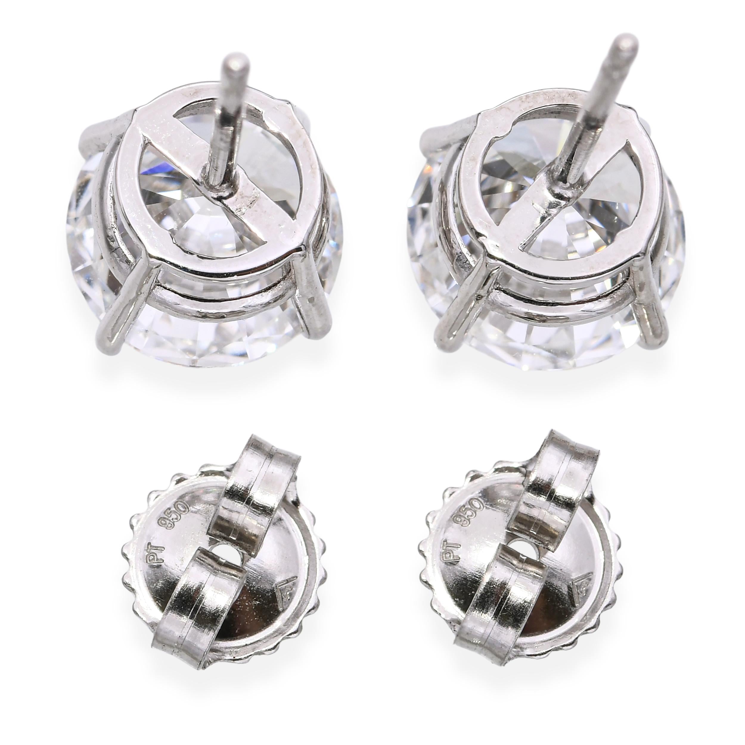 Platinum 5.04tcw E Vs1-Vs2 Lab Grown Stud Earrings
