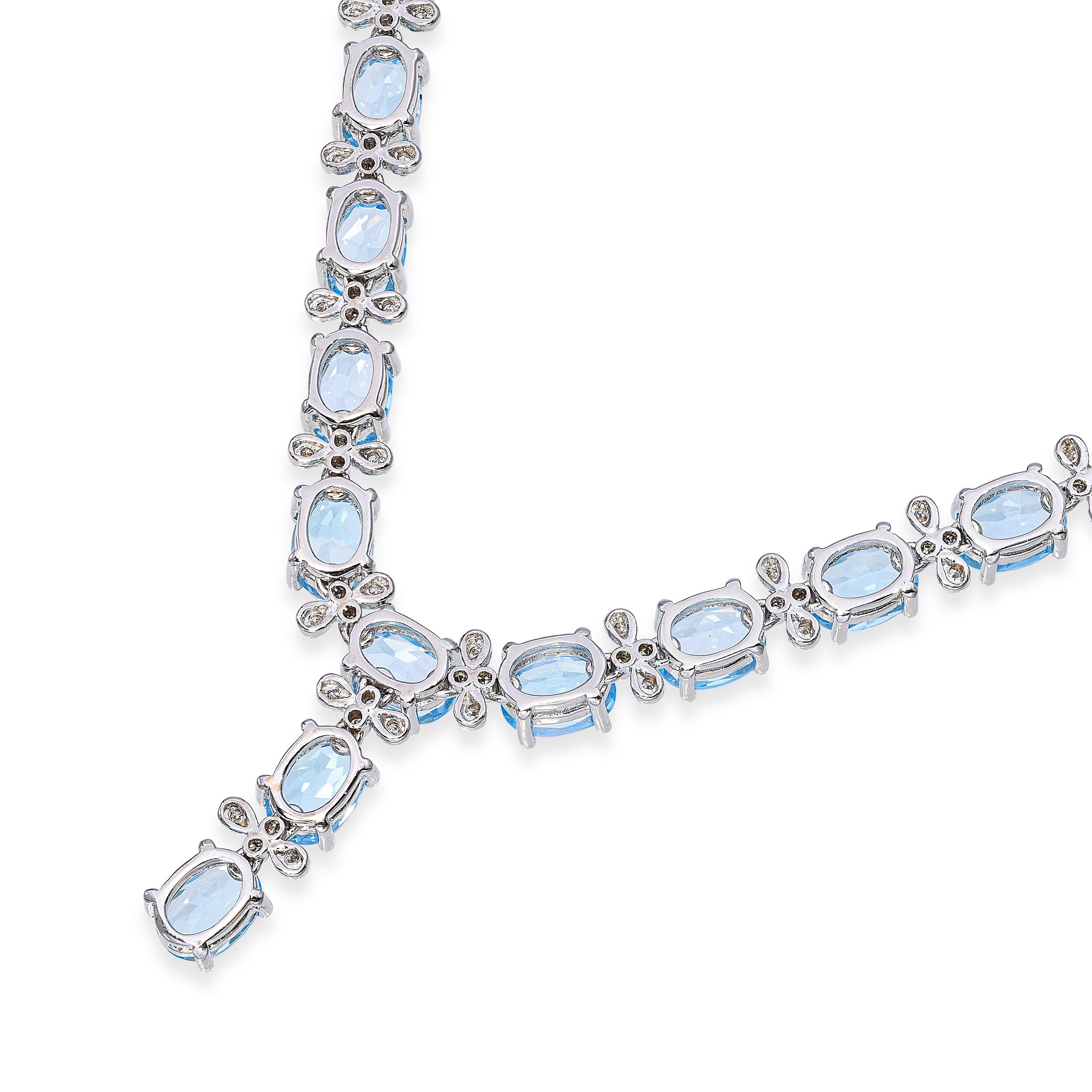 18k White Gold 30.1tcw Topaz and Diamond Link Necklace