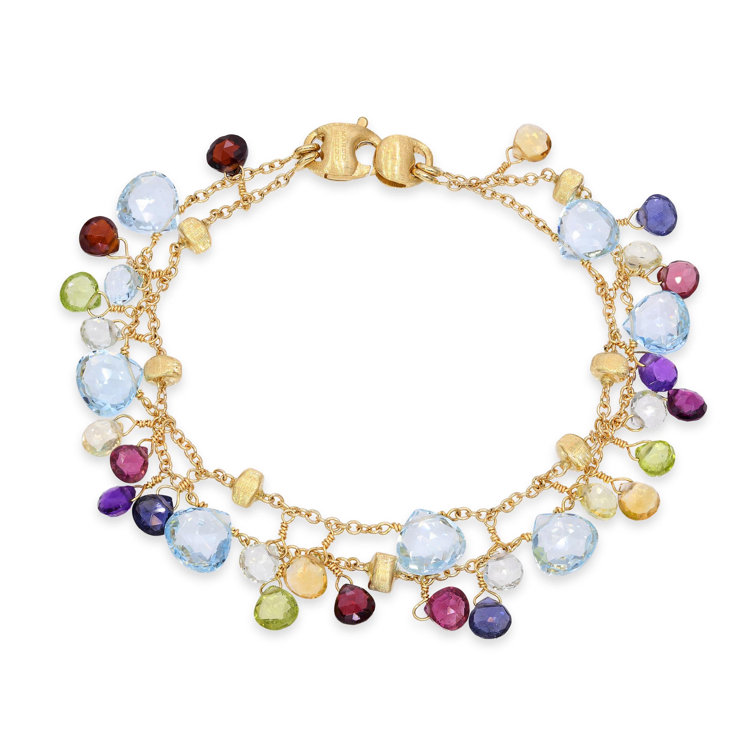 Marco Bicego 18K Yellow Gold Multi-gem Dangle Double Strand Bracelet