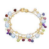 Marco Bicego 18K Yellow Gold Multi-gem Dangle Double Strand Bracelet