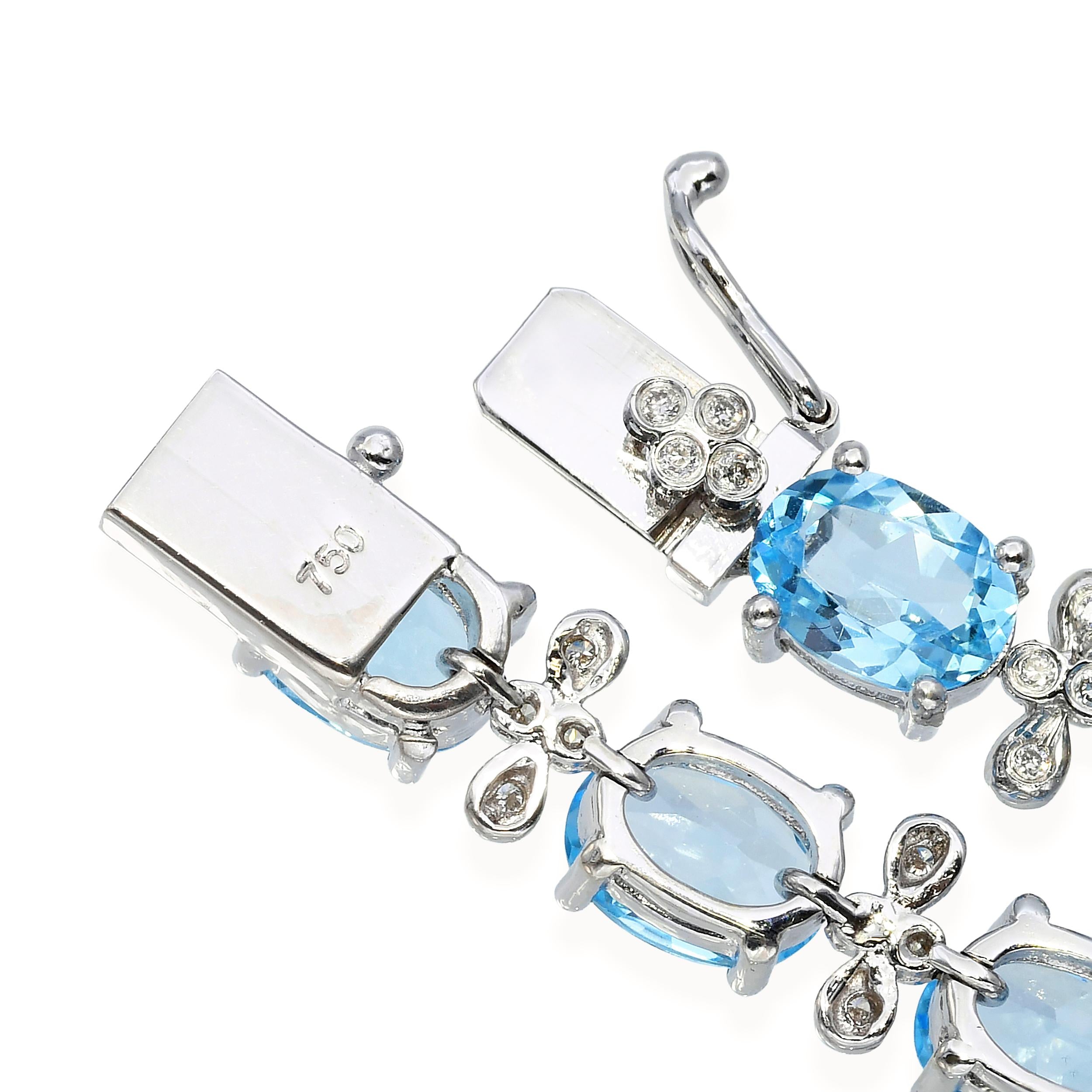 18k White Gold 30.1tcw Topaz and Diamond Link Necklace