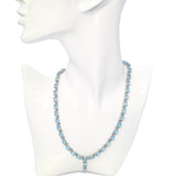 18k White Gold 30.1tcw Topaz and Diamond Link Necklace