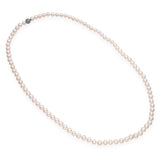 Vintage 14k White Gold Diamond Pave Clasp Akoya Pearl Strand Necklace