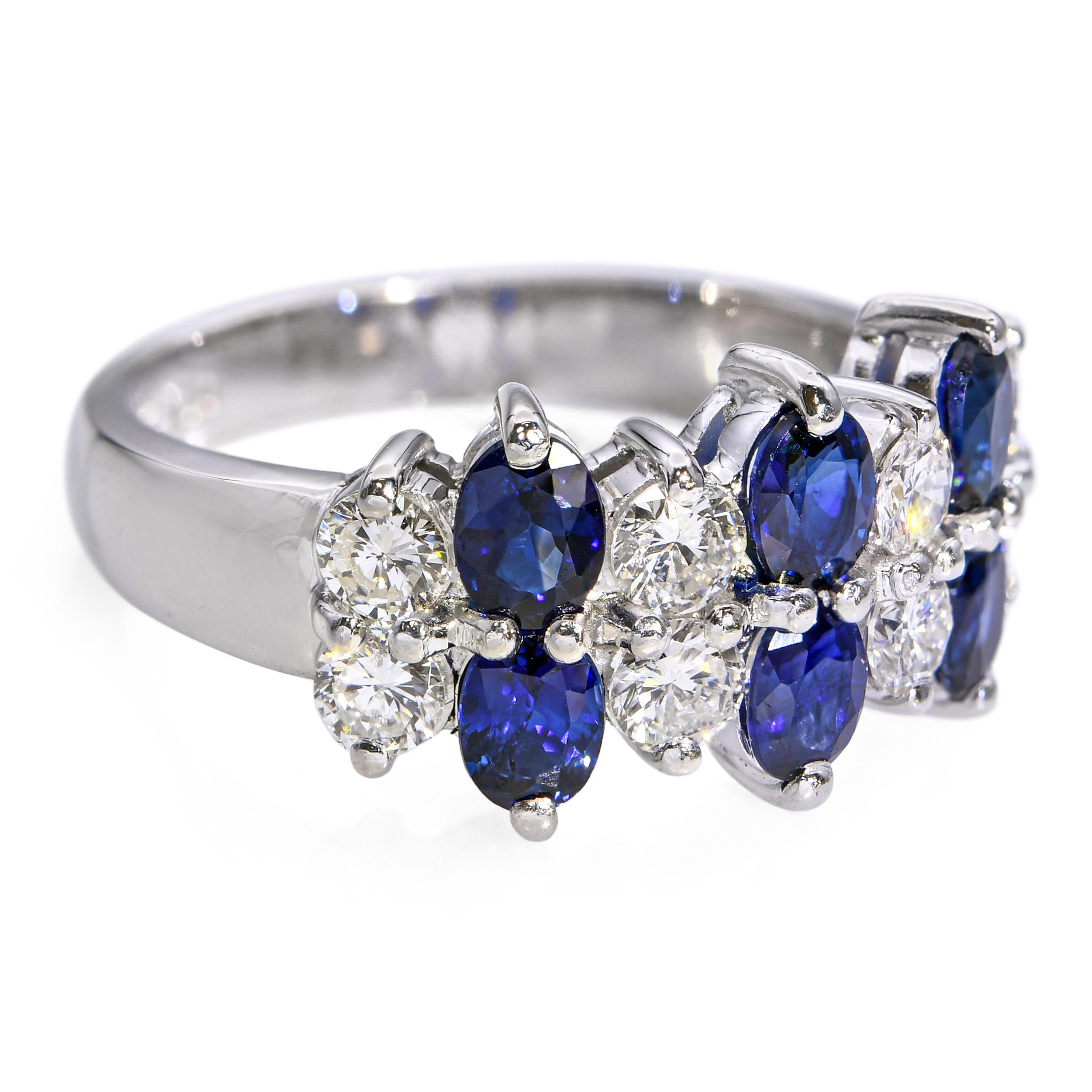 Vintage 18k White Gold Sapphire and Diamond Ring