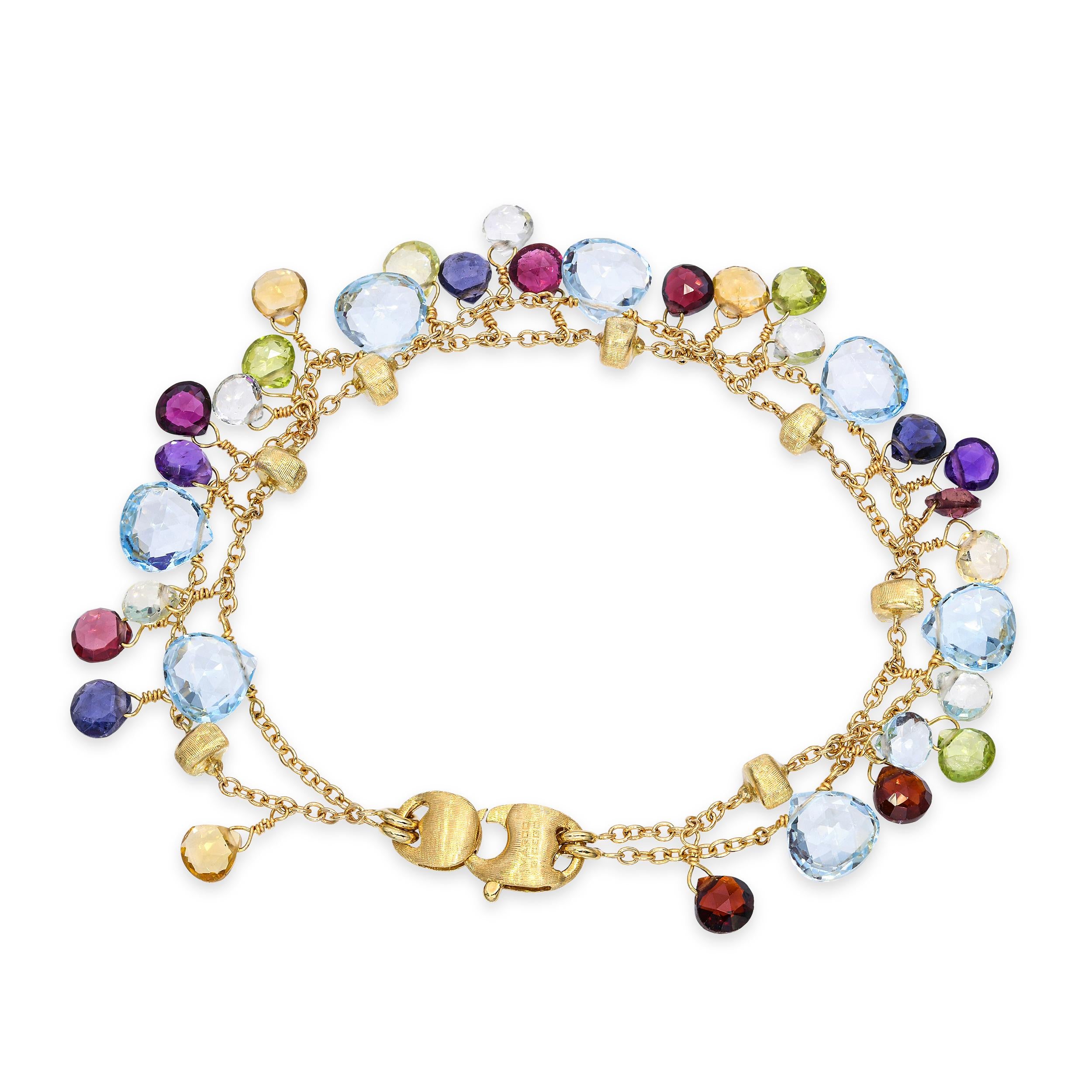 Marco Bicego 18K Yellow Gold Multi-gem Dangle Double Strand Bracelet