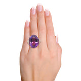 Vintage 14k Yellow Gold 44.57ct Amethyst and Diamond Cocktail Ring