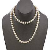 Vintage 14k White Gold Diamond Pave Clasp Akoya Pearl Strand Necklace