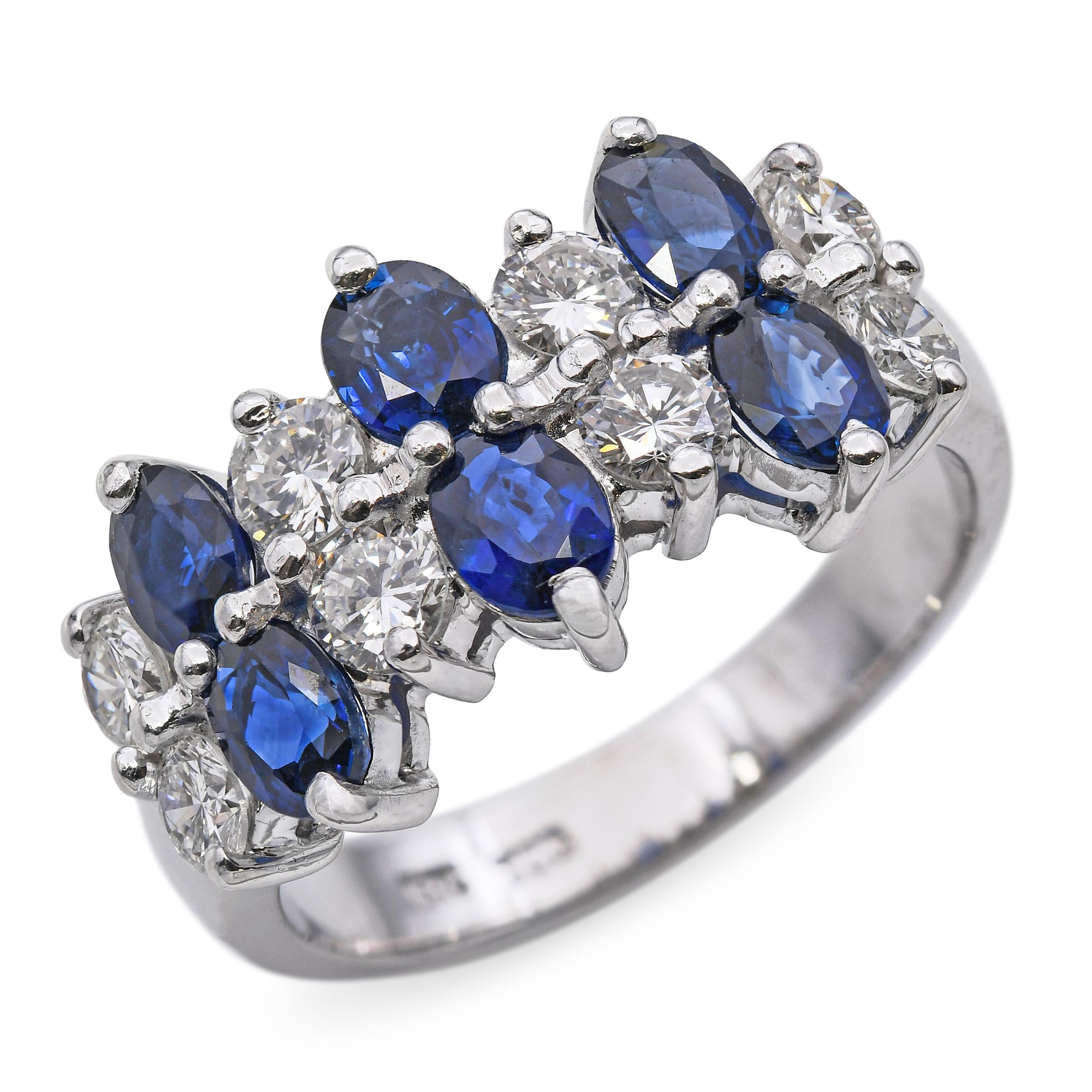 Vintage 18k White Gold Sapphire and Diamond Ring