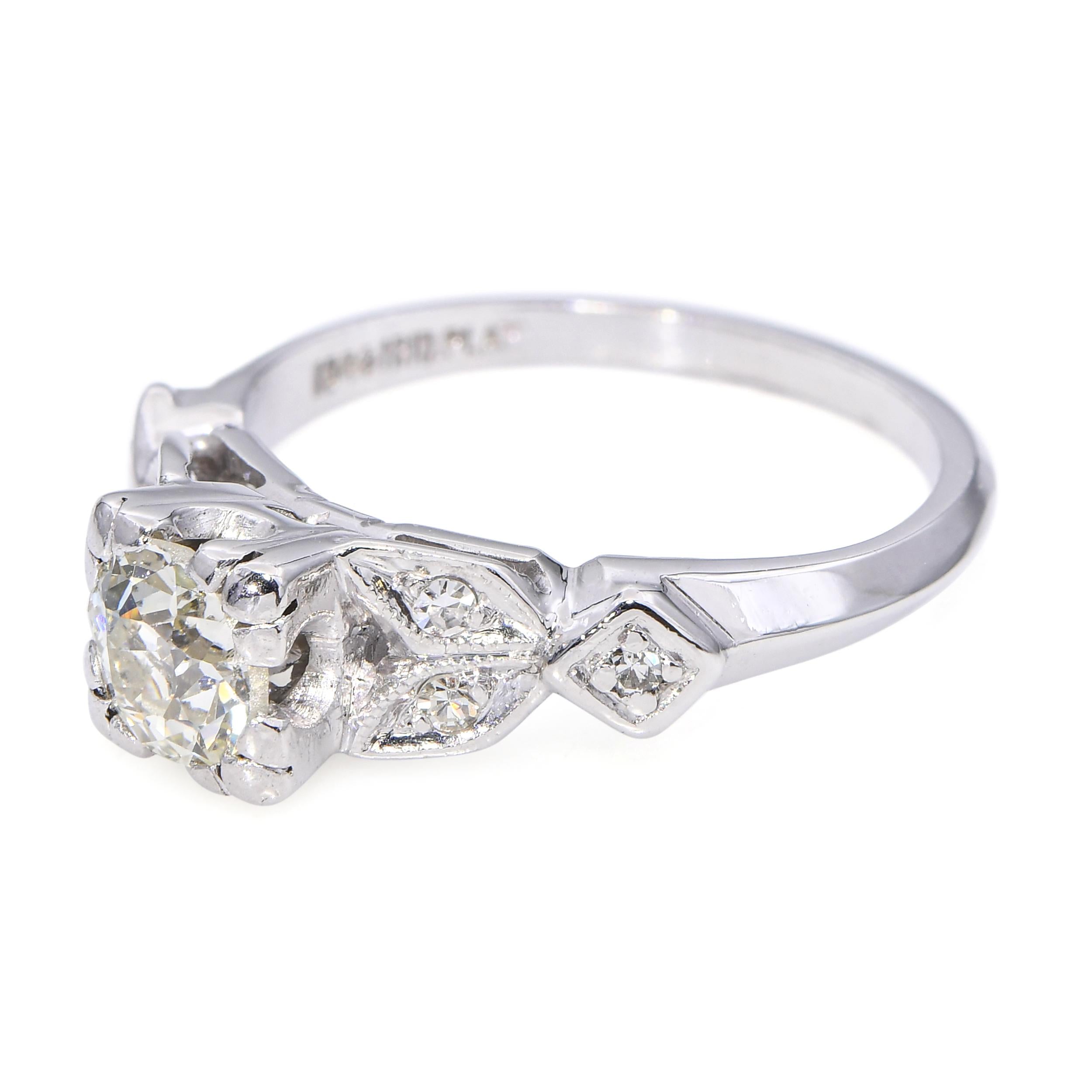 Vintage Platinum 0.72tcw I I1 Diamond Filigree Engagement Ring