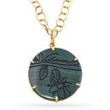 Gucci 18K Yellow Gold Malachite Flora St. Tropez Pendant Necklace