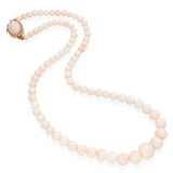 Vintage 18k Yellow Gold Angel Skin Coral Beaded Necklace