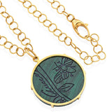 Gucci 18K Yellow Gold Malachite Flora St. Tropez Pendant Necklace