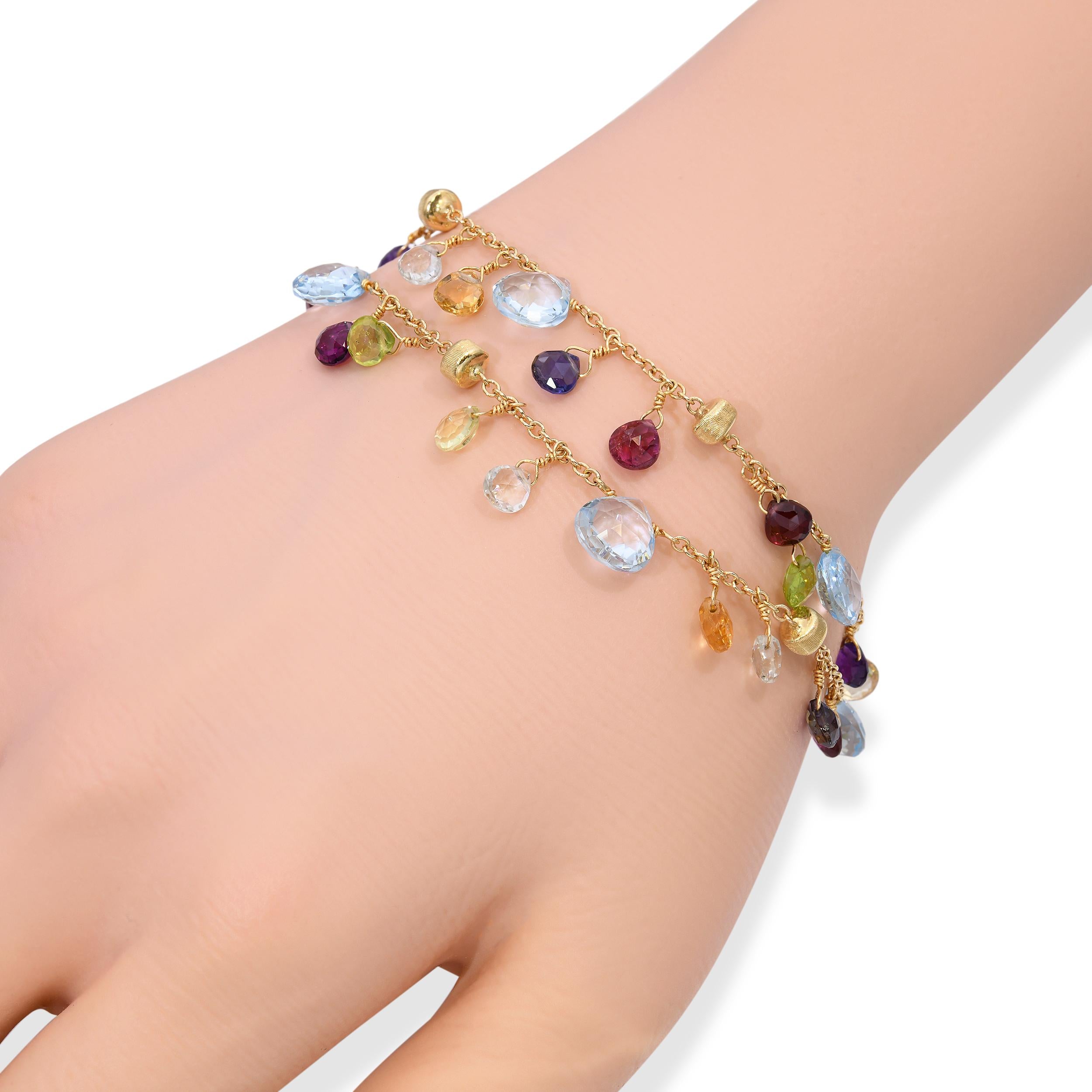 Marco Bicego 18K Yellow Gold Multi-gem Dangle Double Strand Bracelet