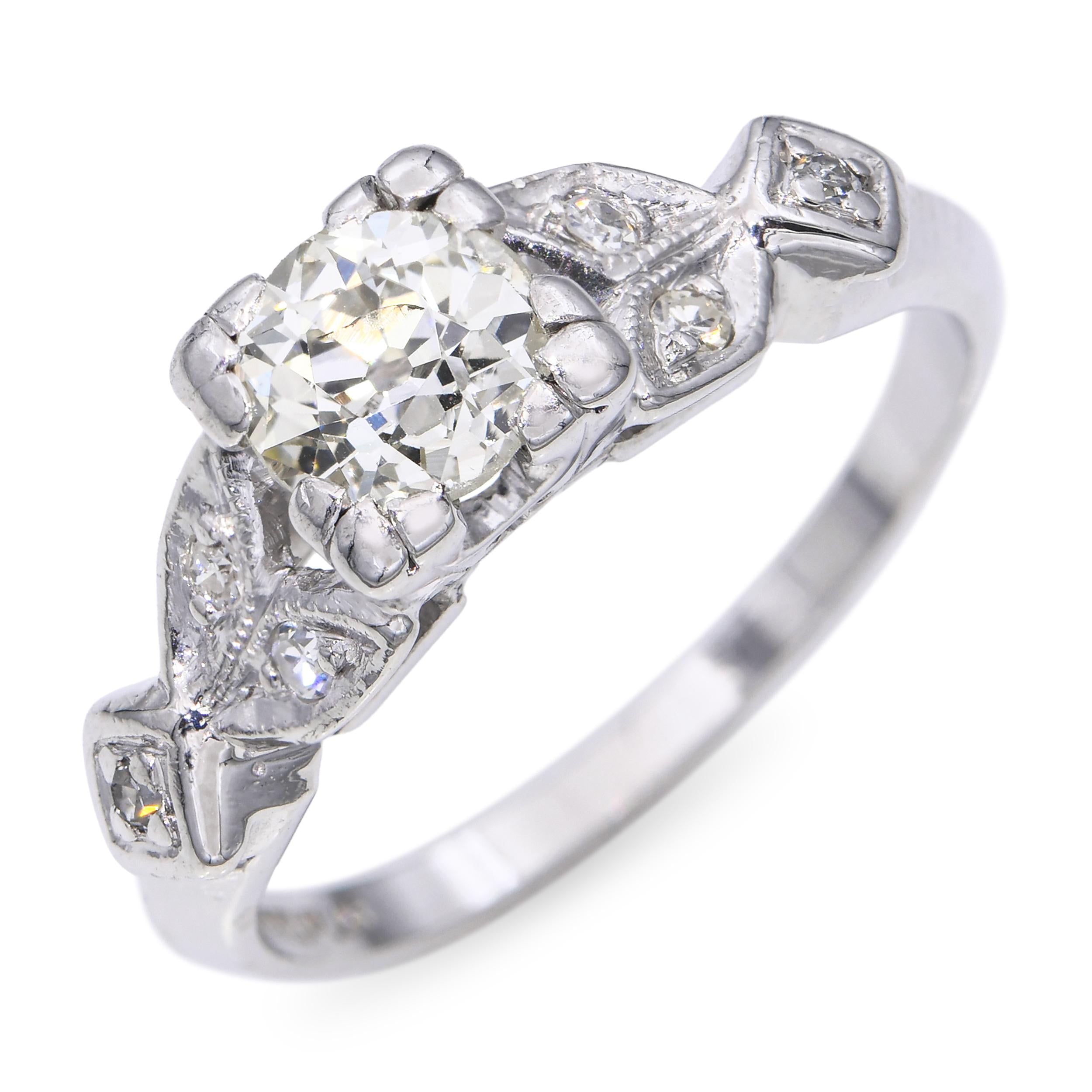Vintage Platinum 0.72tcw I I1 Diamond Filigree Engagement Ring