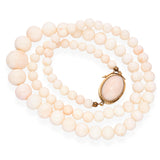 Vintage 18k Yellow Gold Angel Skin Coral Beaded Necklace