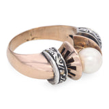 Antique 18k Yellow Gold and Silver Pearl Ring