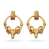 Vintage 14k Yellow Gold Ram Door Knocker Earrings