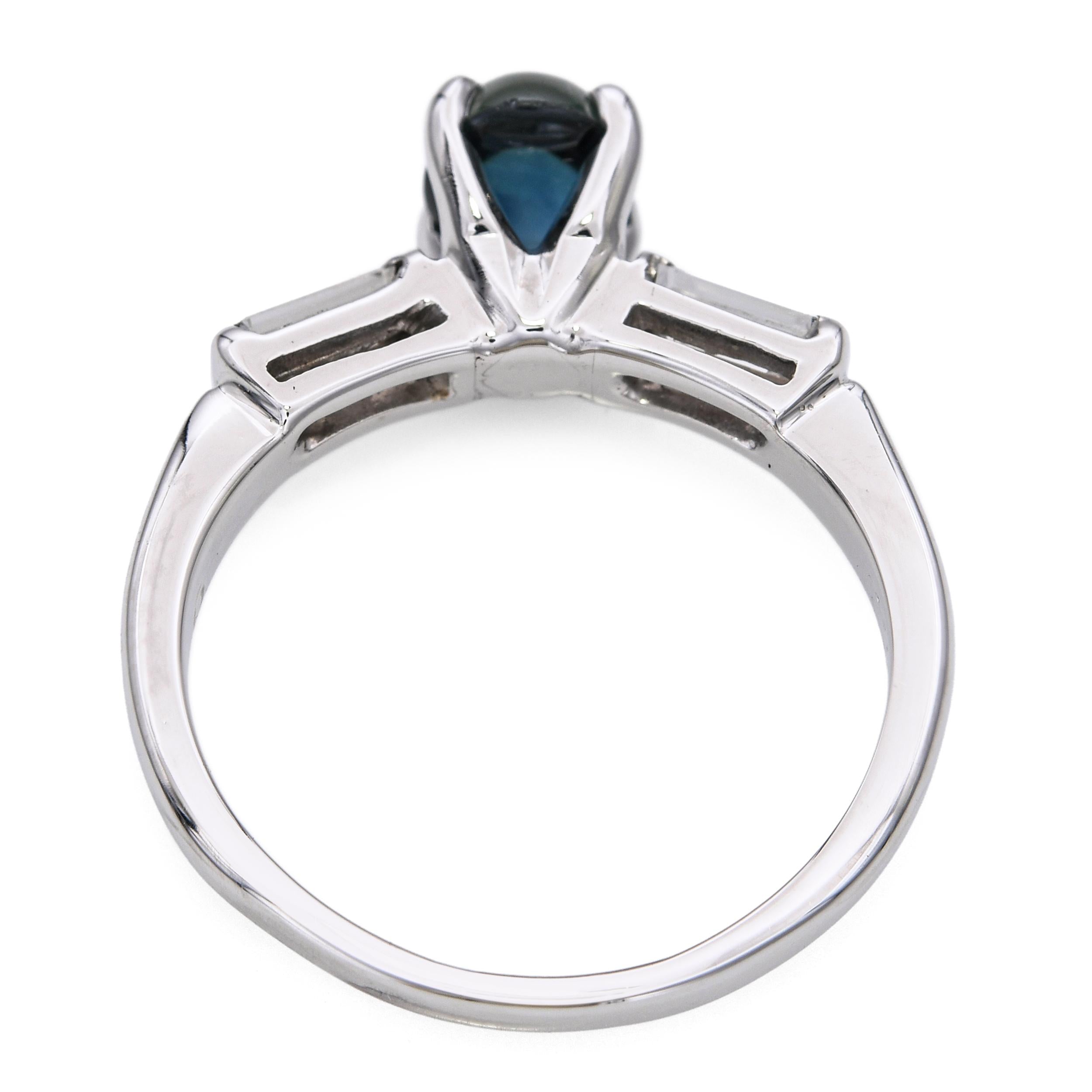 Vintage 14k White Gold 1.09ct Sapphire and Diamond Ring