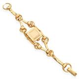 Gucci 18K Yellow Gold Horsebit 'Signoria' Diamond Bezel Tigers Eye Women's Watch