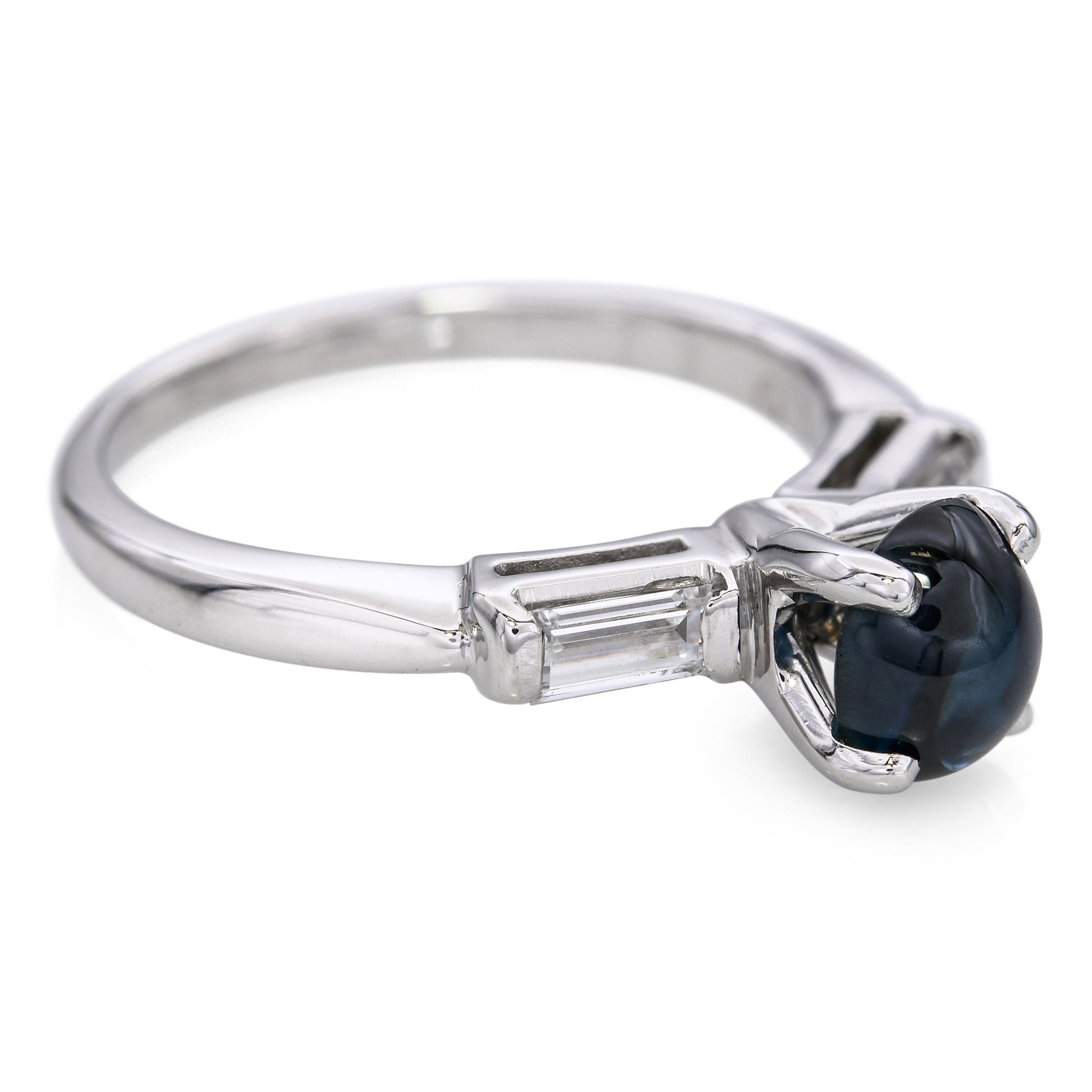 Vintage 14k White Gold 1.09ct Sapphire and Diamond Ring