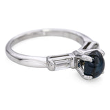 Vintage 14k White Gold 1.09ct Sapphire and Diamond Ring