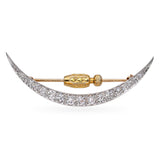 Antique Tiffany & Co. 14k Yellow Gold and Platinum Diamond Crescent Brooch