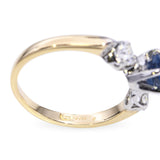 Vintage 14k Yellow Gold .85ct Sapphire and Diamond Three Stone Ring