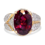 14K Yellow Gold 5.68tcw Rubellite Tourmaline & Diamond Statement Ring